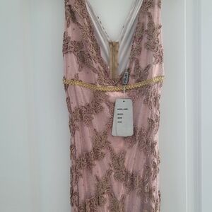 Pink and Gold Embellished Dress